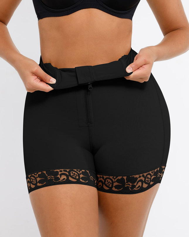 Novelia™ Vysokopásové Zoštíhľujúce Čipkové Šortky so Zipsom